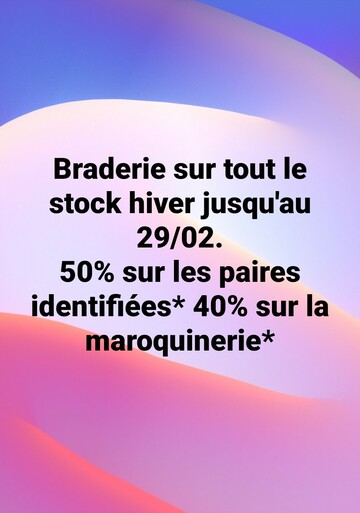 Braderie stock hiver jusqu'au 29/02/2024